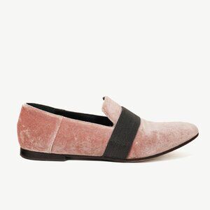 Brunello Cucinelli Monili Mauve Velvet Flat Slipper Loafers